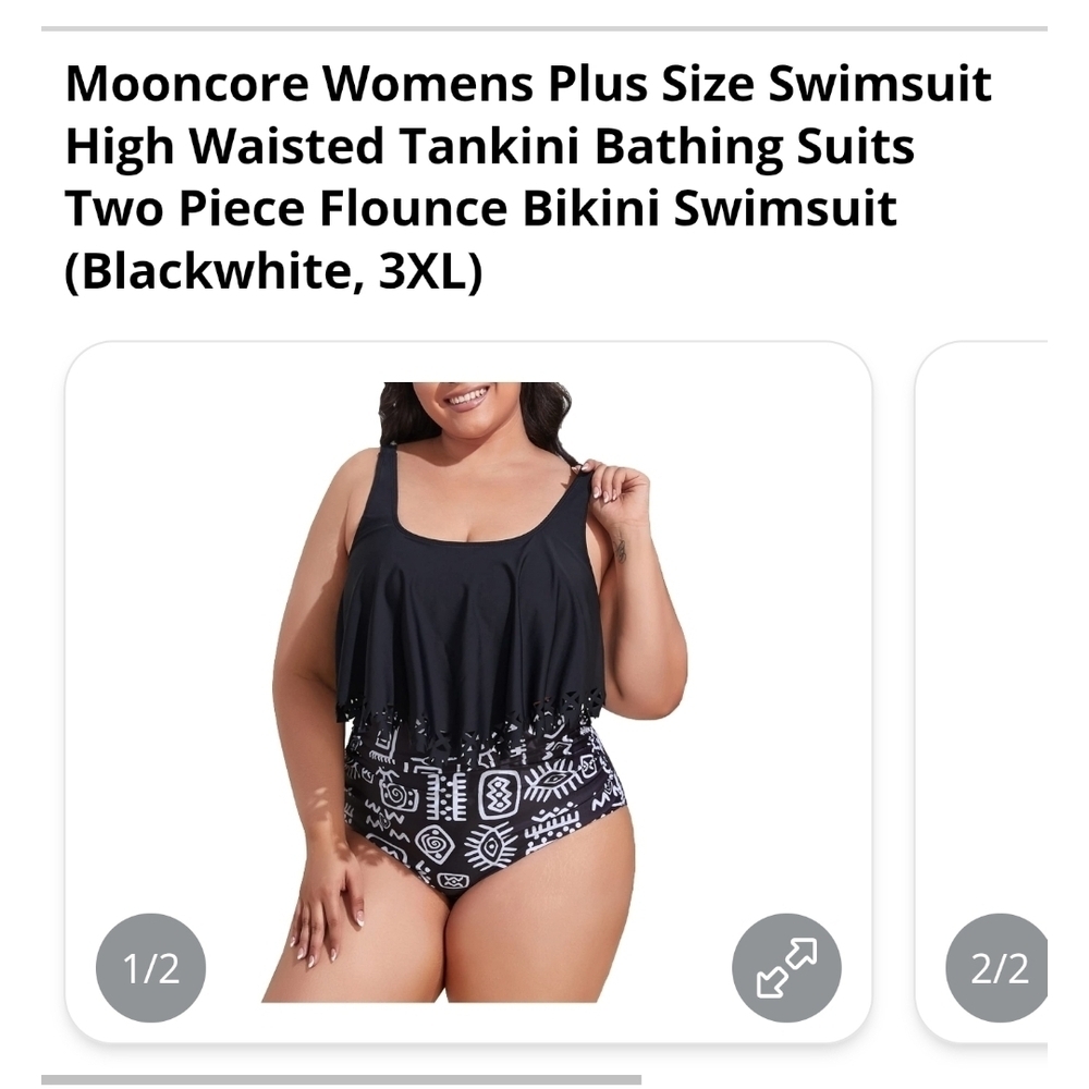 MOONCORE - 3X Black & White Tankini Swimwear - Picture 9 of 11